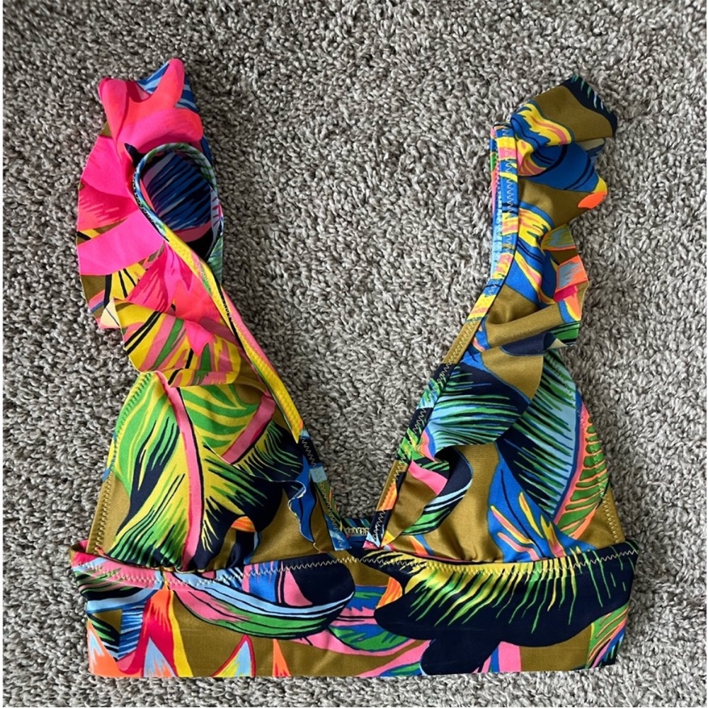 Aerie Multi-Colored Floral Tropical Print Bikini Top
